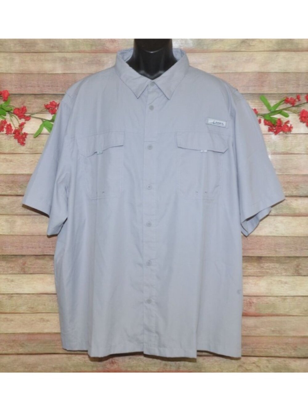 Habit 4XL Camp Shirt Gray Fishing 360 Vented Mesh Lining UV Protection 2 Pockets